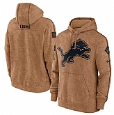 Men's Detroit Lions 2023 Brown Salute to Service Pullover Hoodie,baseball caps,new era cap wholesale,wholesale hats